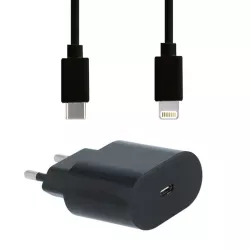 Cargador con cable de Carga rápida iPhone + Cargador Tipo C